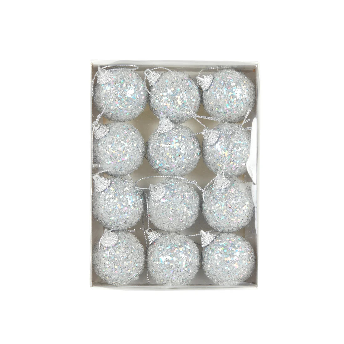 Mini Silver Sugar Baubles 12pk