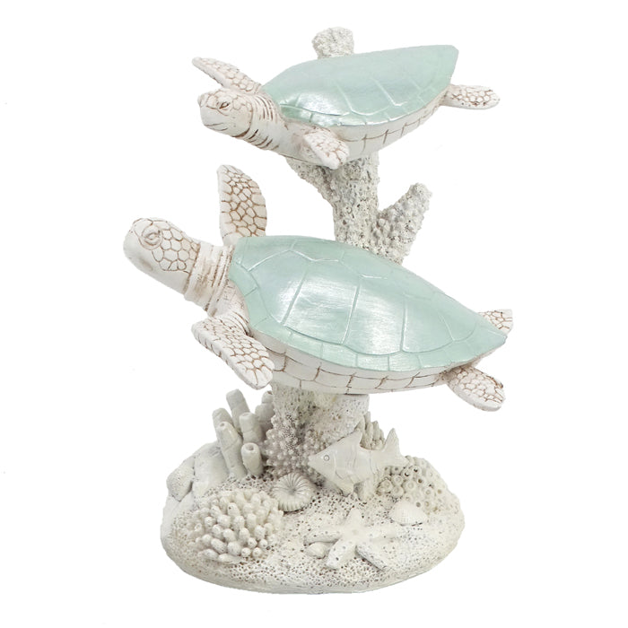 Chelsea Teal Turtle Pair on Coral