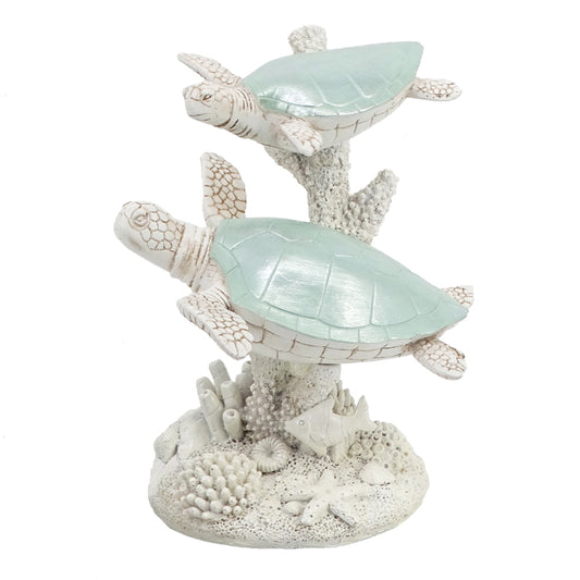 Chelsea Teal Turtle Pair on Coral