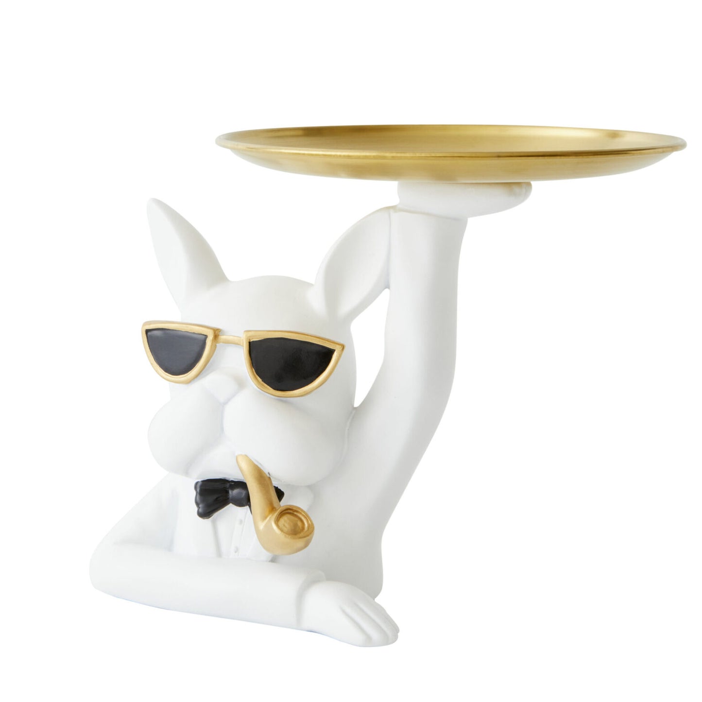 Bulldog with Pipe - White