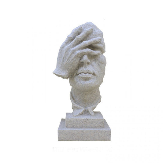 Matisse "See No Evil" Face Sculpture - Natural Stone