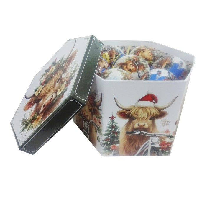Highland Cow Christmas Bauble with Music Box 7.5cm