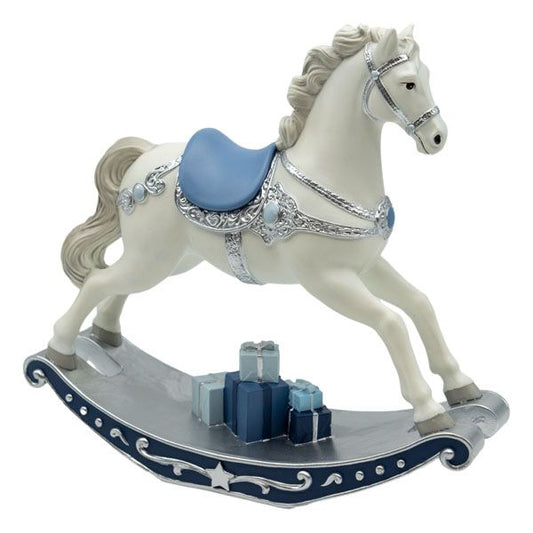 Blue & White Christmas Rocking Horse