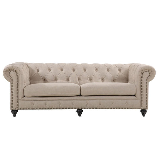 Chesterfield 3 Seater Sofa - Natural