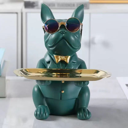 Bulldog Sitting with Tray - Green
