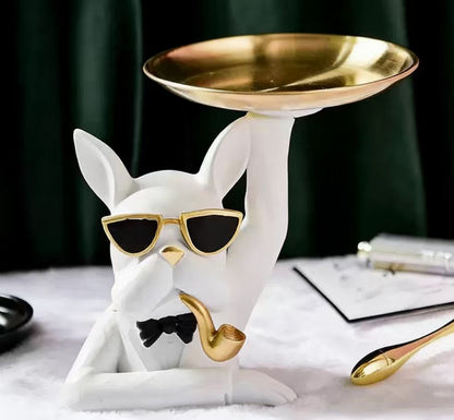 Bulldog with Pipe - White