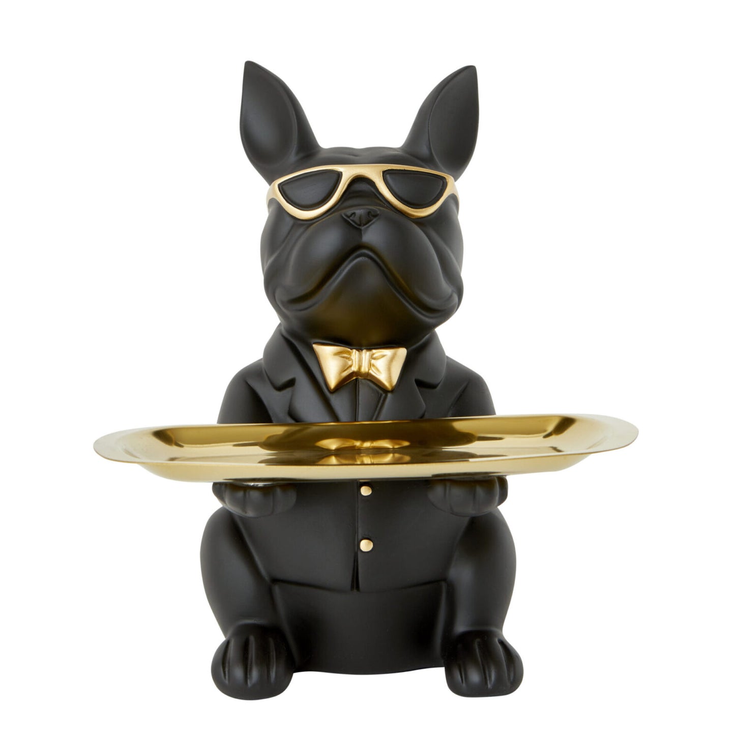 Bulldog Sitting with Tray - Black