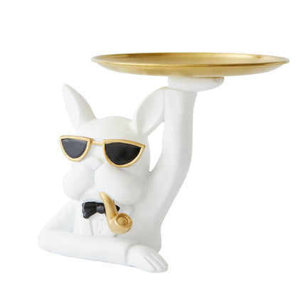 Bulldog with Pipe - White