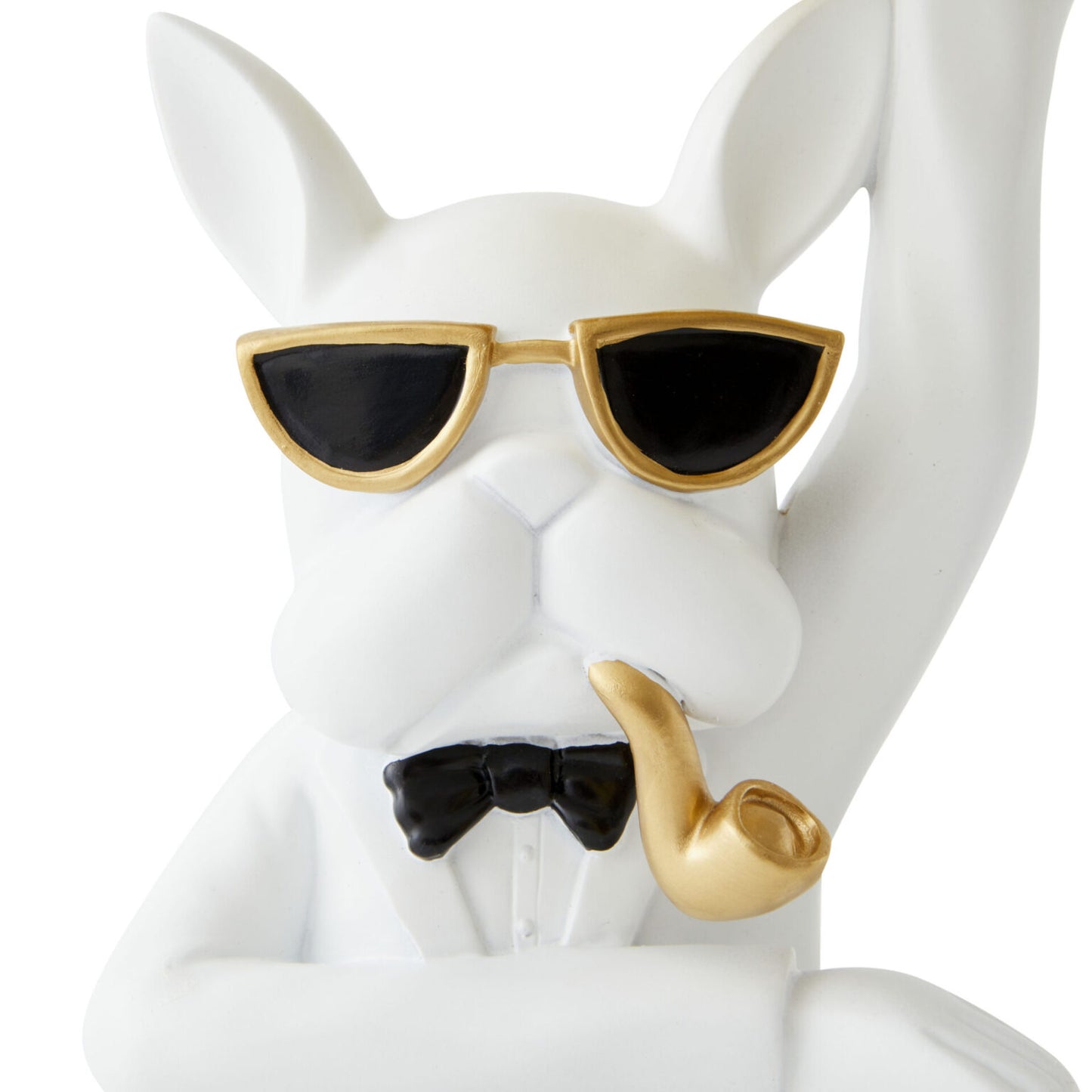 Bulldog with Pipe - White