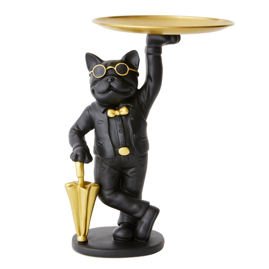 Bulldog with Umbrella & Tray - Black