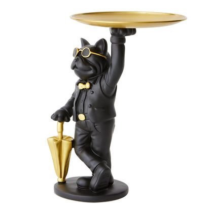 Bulldog with Umbrella & Tray - Black