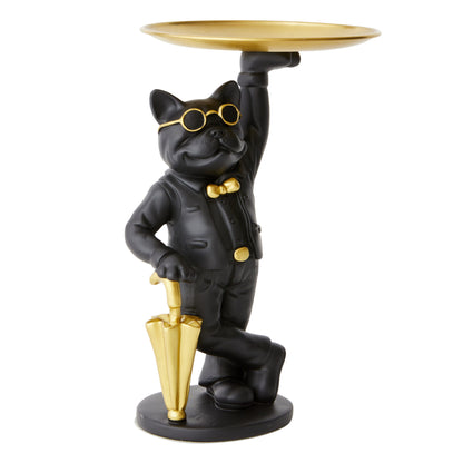 Bulldog with Umbrella & Tray - Black