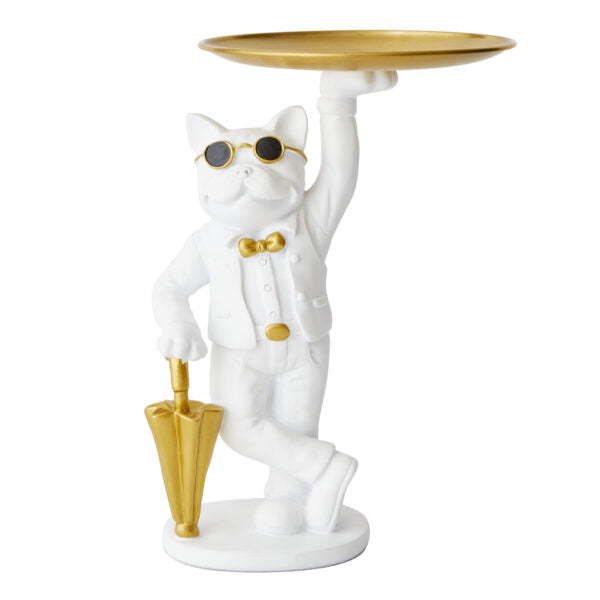 Bulldog with Umbrella White