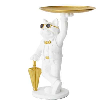 Bulldog with Umbrella White