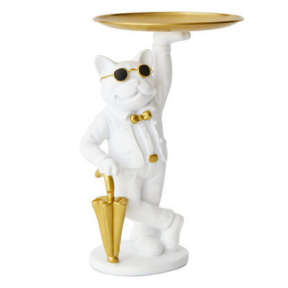 Bulldog with Umbrella White