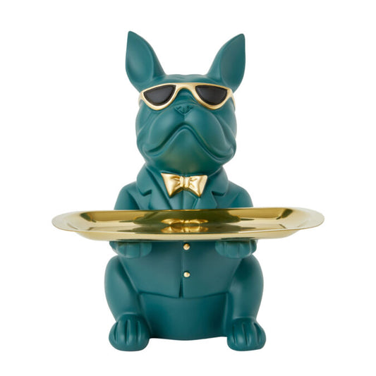 Bulldog Sitting with Tray - Green