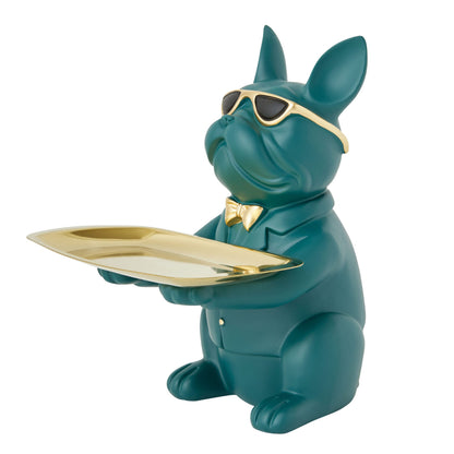 Bulldog Sitting with Tray - Green