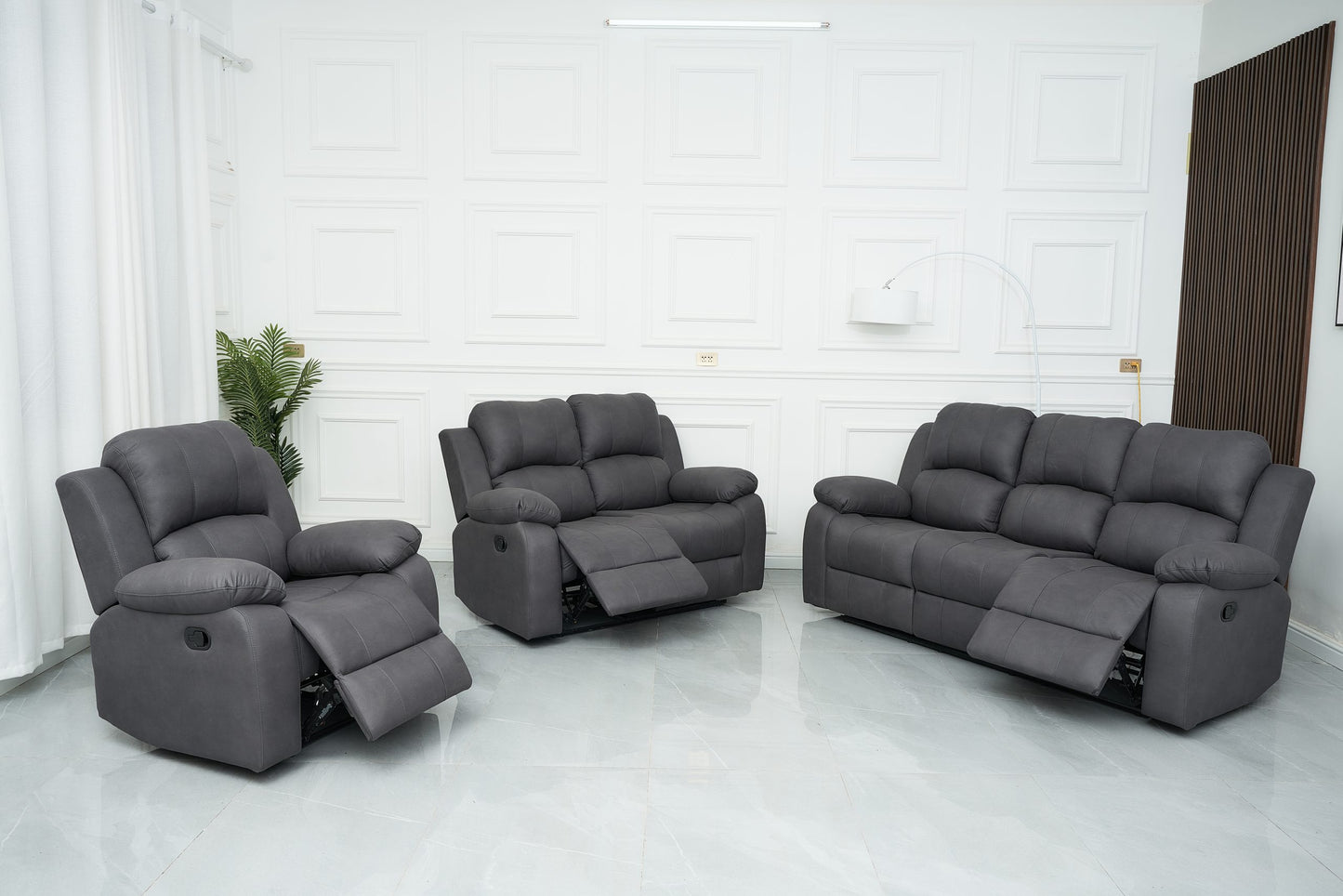 Valor 3 Seater Manual Recliner - Charcoal