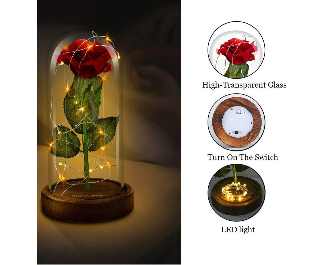 Beauty and the Beast Rose in Glass 