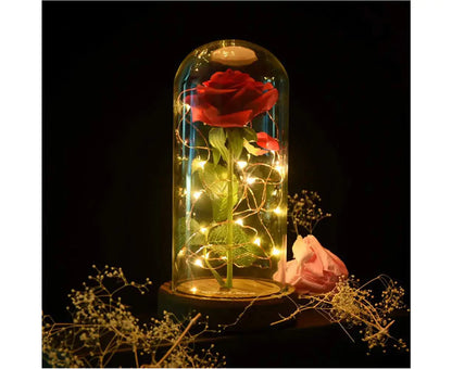 Beauty and the Beast Rose in Glass 